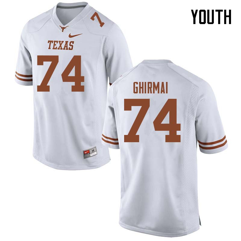 Youth #74 Rafiti Ghirmai Texas Longhorns College Football Jerseys Sale-White - Click Image to Close